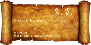 Kozma Vencel névjegykártya
